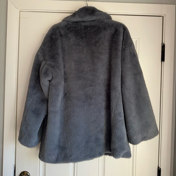 Free People size L Faux Fur Coat Solid Kate Faux double button Jacket OB912466 - Picture 4 of 7